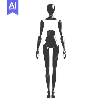Premium design asset: Silhouette of a Jointed Mannequin with a Rounded Head