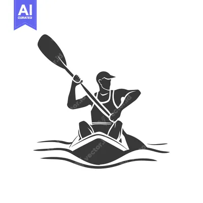 Silhouette of a Kayaker Paddling in Water