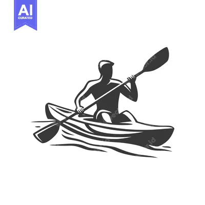 Aset premium populer: Silhouette of a Kayaker Paddling on Water