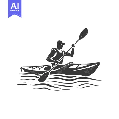 Silhouette of a Kayaker Paddling on Water