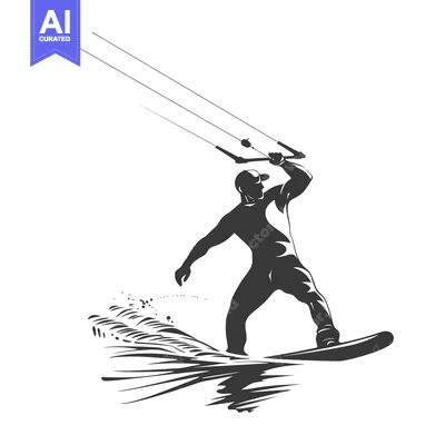 Popular premium asset: Silhouette of a Kitesurfer in Action