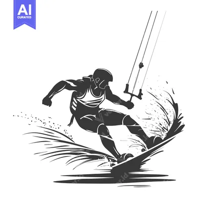 Silhouette of a Kitesurfer Performing an Aerial Trick