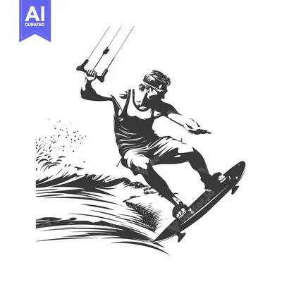 Popular premium asset: Silhouette of a Kitesurfer Riding a Wave