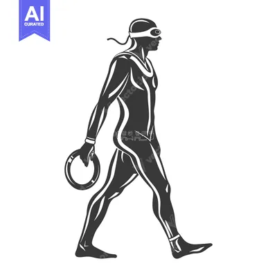 Aset desain premium: Silhouette of a Male Figure Walking with a Ring in Hand