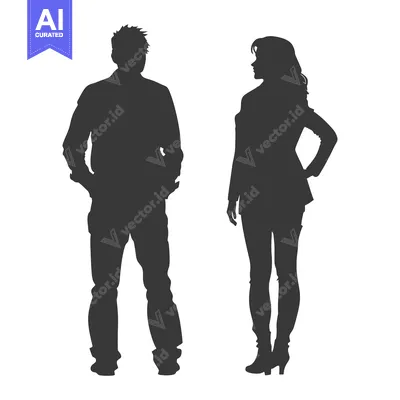 Silhouette of a Man and Woman Standing Apart