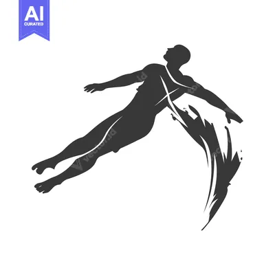 Aset desain premium: Silhouette of a Man Diving into Water with Splash