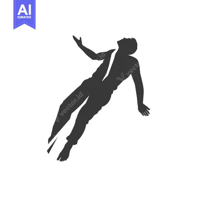 Silhouette of a Man Falling Downwards