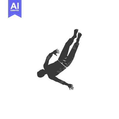 Aset desain premium: Silhouette of a man falling headfirst with arms outstretched