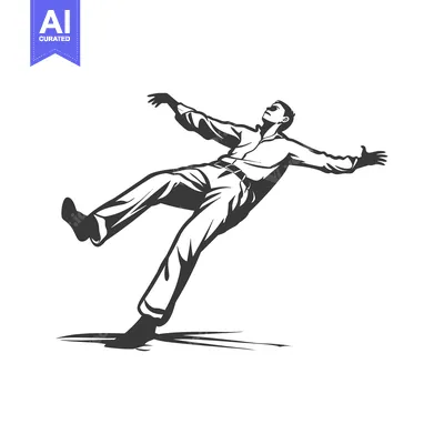 Silhouette of a Man Falling with Arms Outstretched