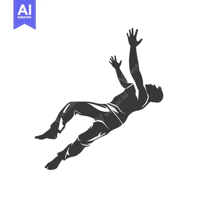 Silhouette of a man falling with outstretched arms
