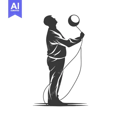 Popular premium asset: Silhouette of a Man Holding a Ball on a String