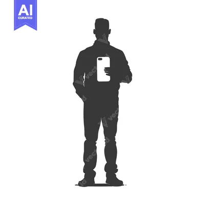 Aset premium populer: Silhouette of a Man Holding a Smartphone