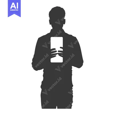 Premium design asset: Silhouette of a Man Holding a Smartphone