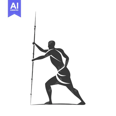 Premium design asset: Silhouette of a Man Holding a Spear