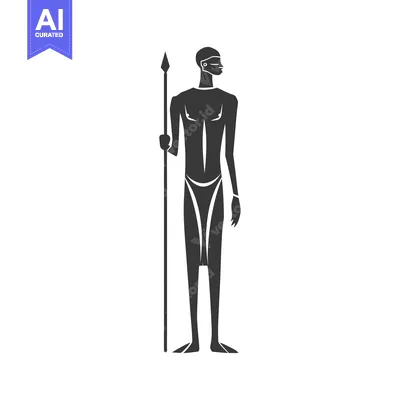 Aset desain premium: Silhouette of a Man Holding a Spear