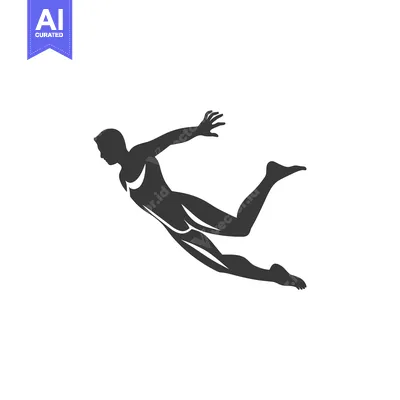 Silhouette of a Man in a Diving Pose