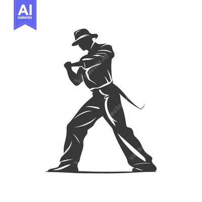 Aset premium populer: Silhouette of a Man in a Hat and Pants Swinging a Baseball Bat