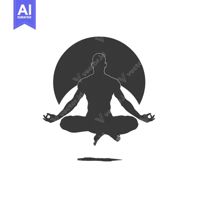 Silhouette of a man in a meditative pose with a half-circle behind him