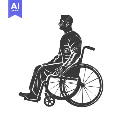 Aset desain premium: Silhouette of a Man in a Wheelchair