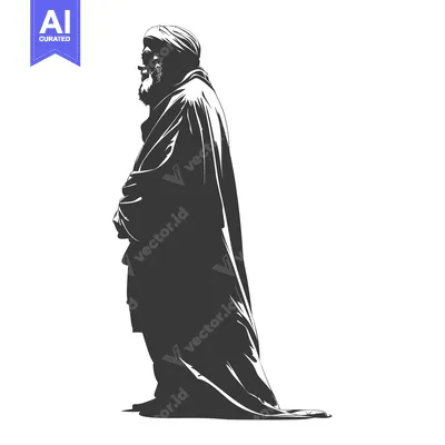 Silhouette of a Man in Traditional Islamic Attire Kneeling in Prayer