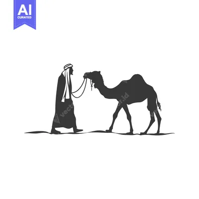 Aset premium populer: Silhouette of a Man Leading a Camel