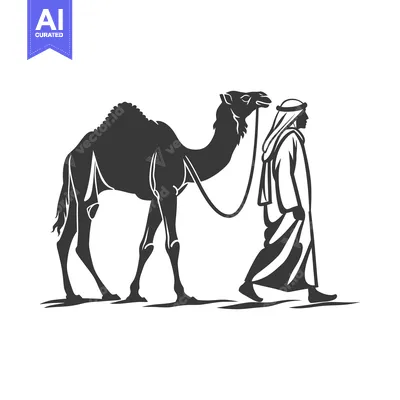 Aset premium populer: Silhouette of a Man Leading a Camel