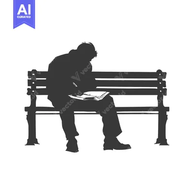 Aset premium populer: Silhouette of a Man Reading on a Bench