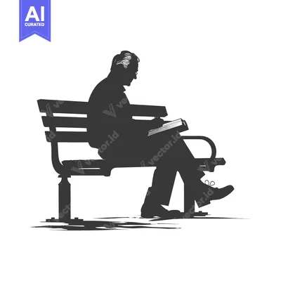 Silhouette of a Man Reading on a Park Bench