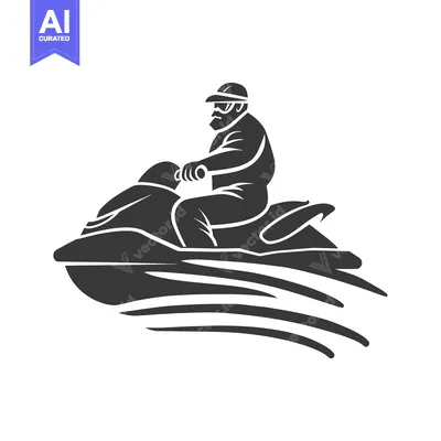 Aset premium populer: Silhouette of a Man Riding a Jet Ski