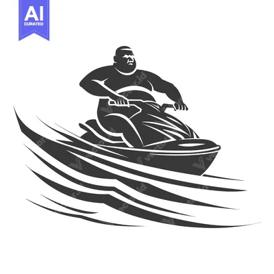 Premium design asset: Silhouette of a Man Riding a Jet Ski in Wavy Water