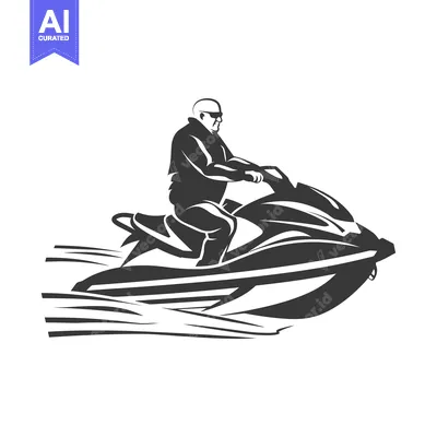 Premium design asset: Silhouette of a Man Riding a Jet Ski on Water