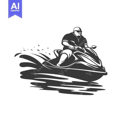 Premium design asset: Silhouette of a Man Riding a Jet Ski on Water