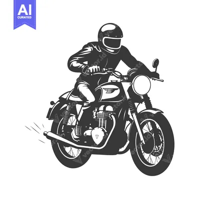 Aset desain premium: Silhouette of a Man Riding a Motorcycle with an Exhaust Smoke Trail