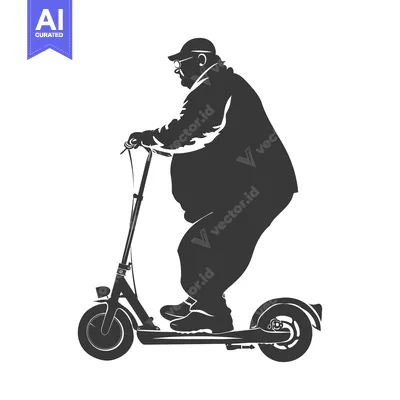 Popular premium asset: Silhouette of a Man Riding an Electric Scooter