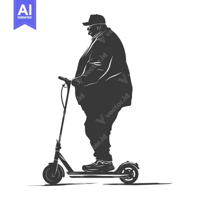 Aset premium populer: Silhouette of a Man Riding an Electric Scooter