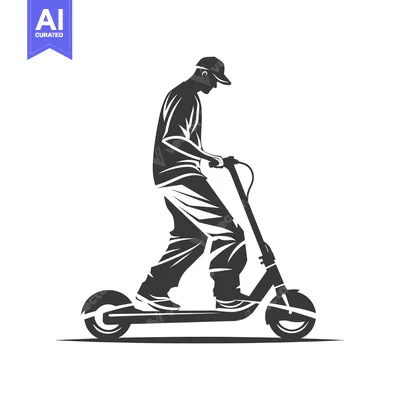 Popular premium asset: Silhouette of a Man Riding an Electric Scooter