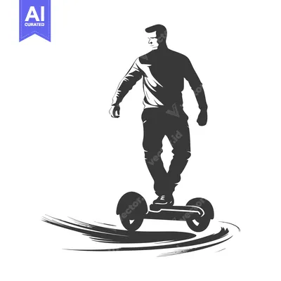 Premium design asset: Silhouette of a Man Riding an Electric Scooter