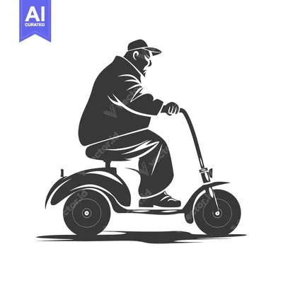 Premium design asset: Silhouette of a Man Riding a Scooter