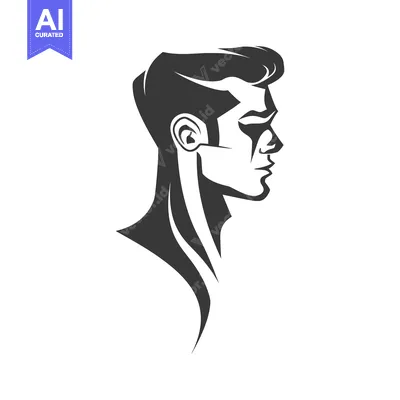 Aset desain premium: Silhouette of a man's head and neck, looking to the side