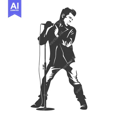 Popular premium asset: Silhouette of a man singing into a microphone
