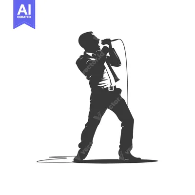 Aset premium populer: Silhouette of a Man Singing into a Microphone