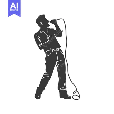 Silhouette of a Man Singing into a Microphone