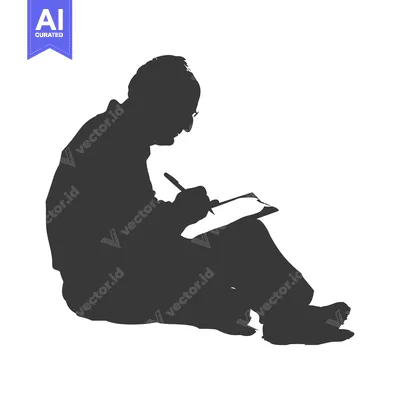 Aset premium populer: Silhouette of a Man Sitting and Writing