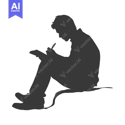 Popular premium asset: Silhouette of a Man Sitting and Writing