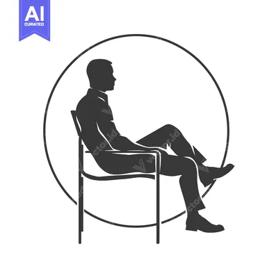 Aset premium populer: Silhouette of a Man Sitting in a Chair with One Leg Crossed