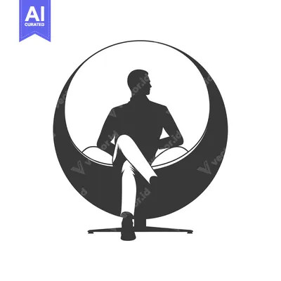 Aset premium populer: Silhouette of a man sitting in a modern egg chair