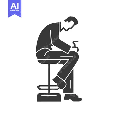 Aset premium populer: Silhouette of a man sitting on a bar stool