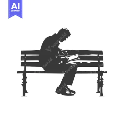 Silhouette of a man sitting on a bench writing in a notebook