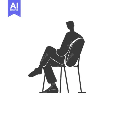 Aset desain premium: Silhouette of a man sitting on a chair