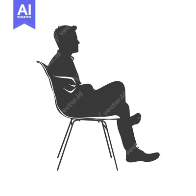 Aset premium populer: Silhouette of a man sitting on a chair, looking to the right.